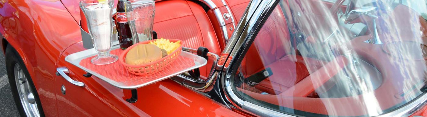 Red car with food